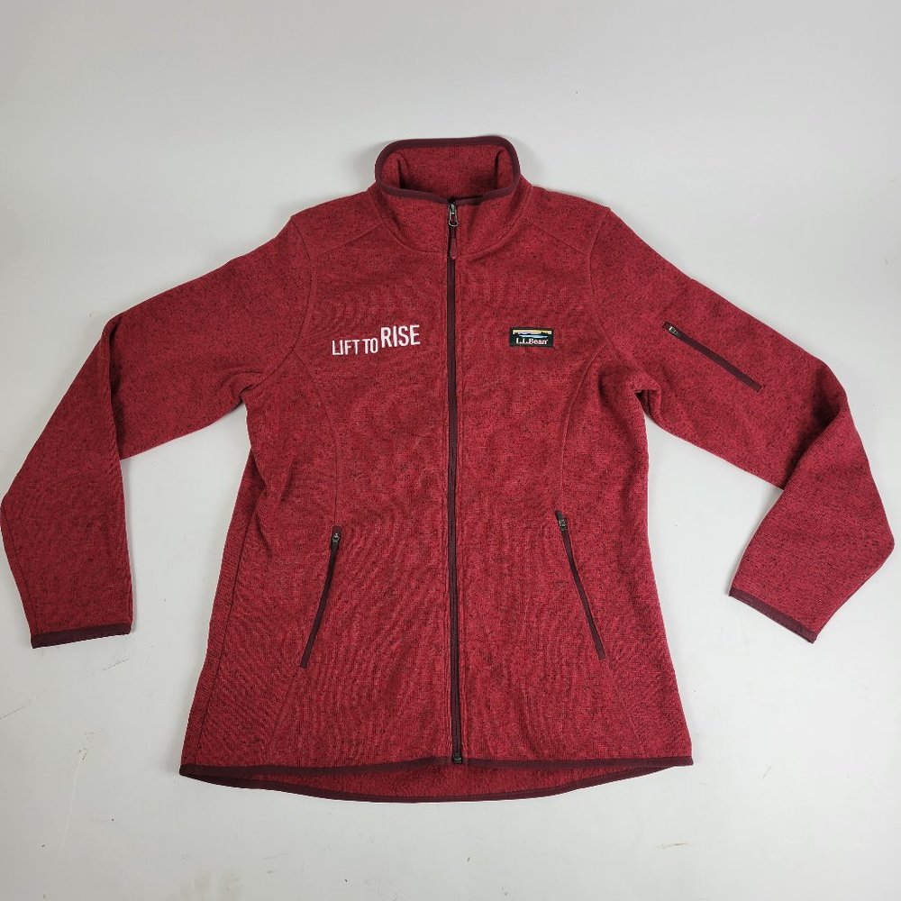 LL Bean women's Red Full Zip Jacket size M item#504888 polyester "Lift to Rise"